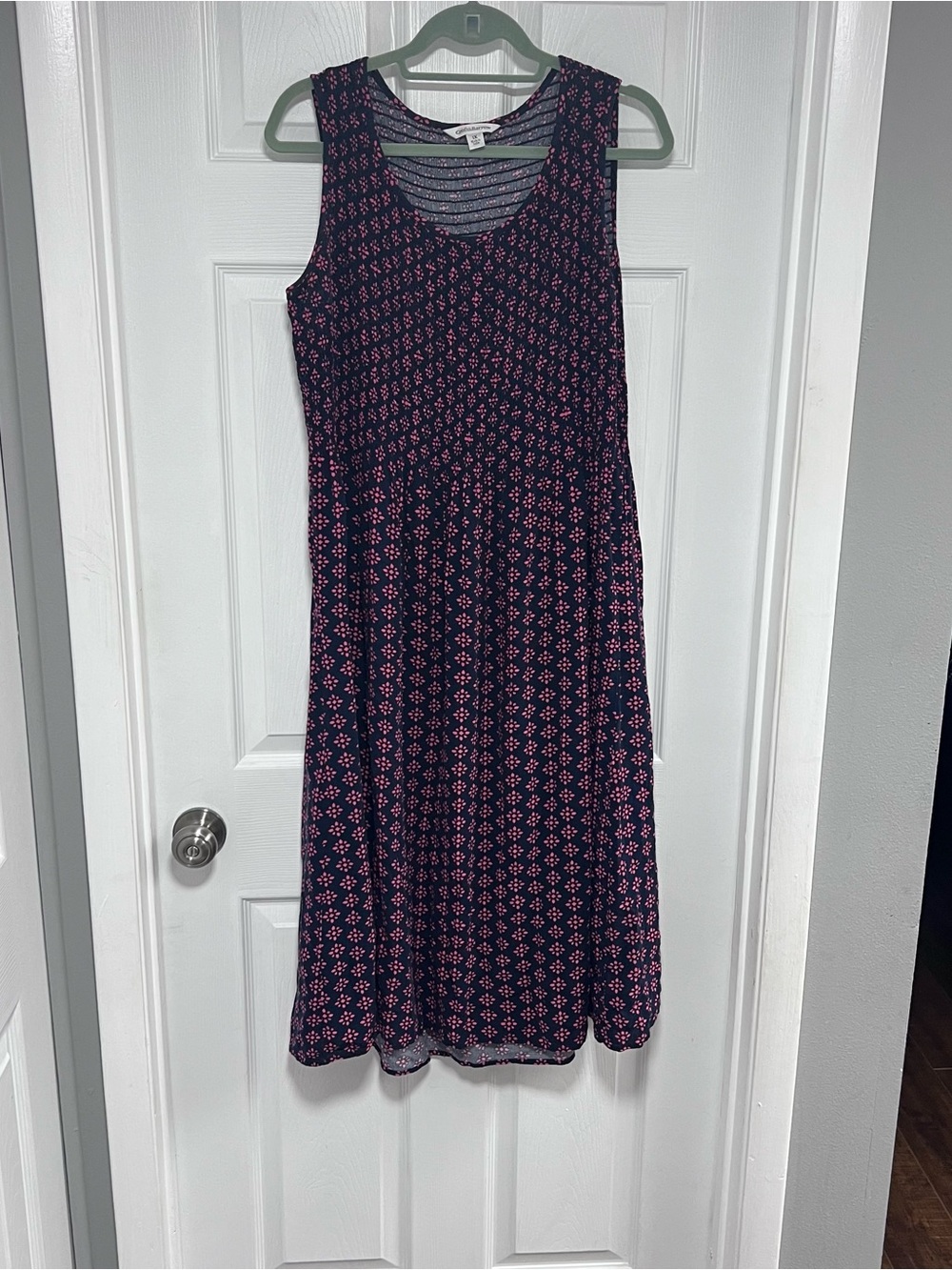 croft & barrow Navy Dress with Pink Geometric Print Size 1X